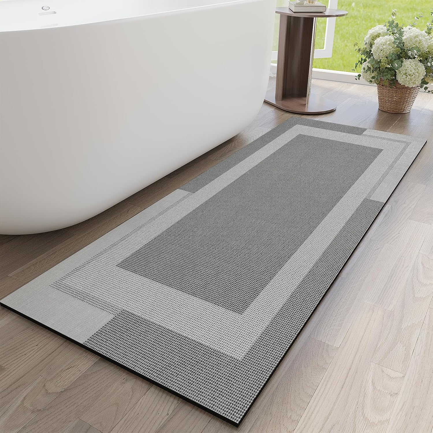 Gray Thin Non-Slip Bath Mat