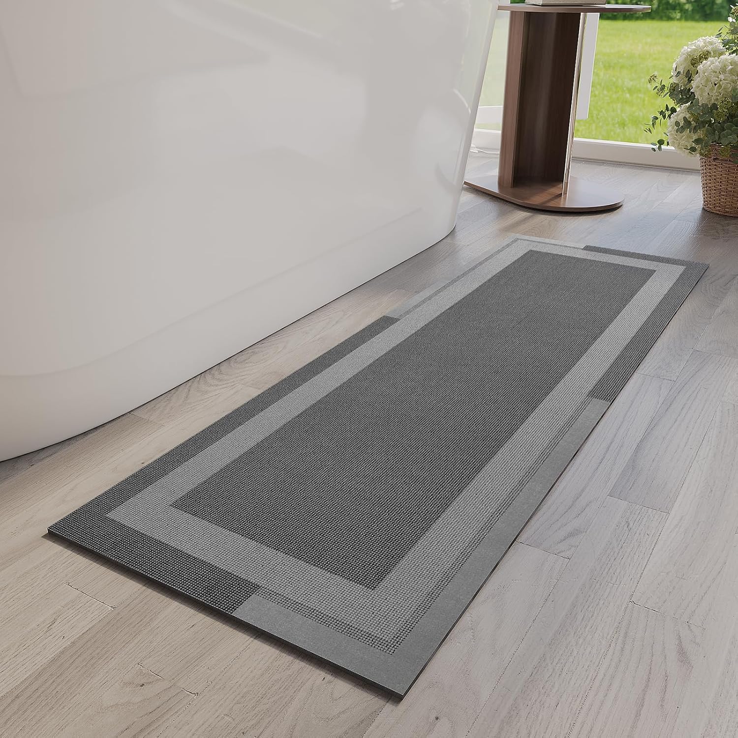 Gray Thin Non-Slip Bath Mat