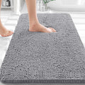 Grey Chenille Non-Slip Bath Rug