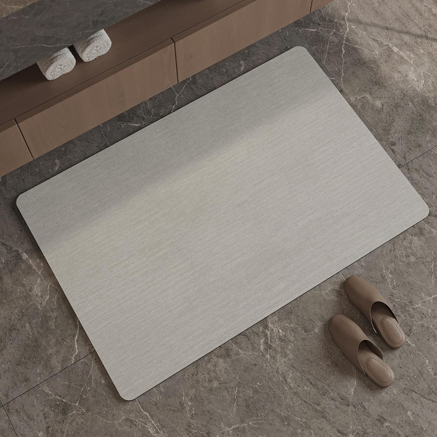 Light Grey Thin Non-Slip Bath Mat