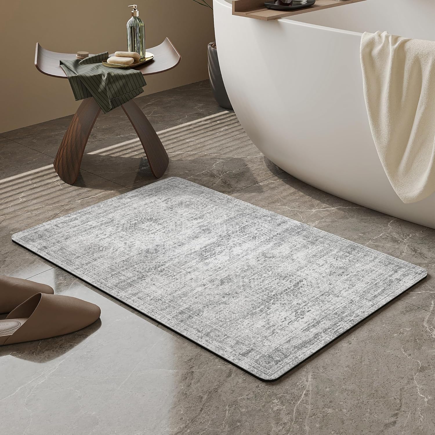 Light Grey Thin Non-Slip Bath Mat