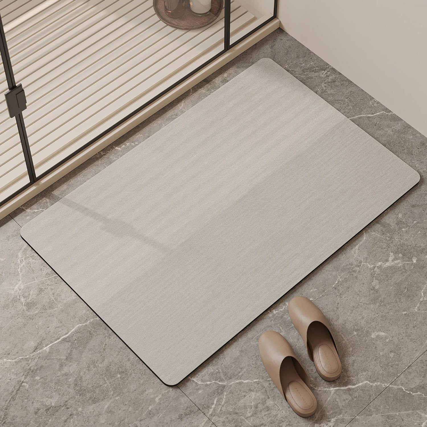 Light Grey Thin Non-Slip Bath Mat