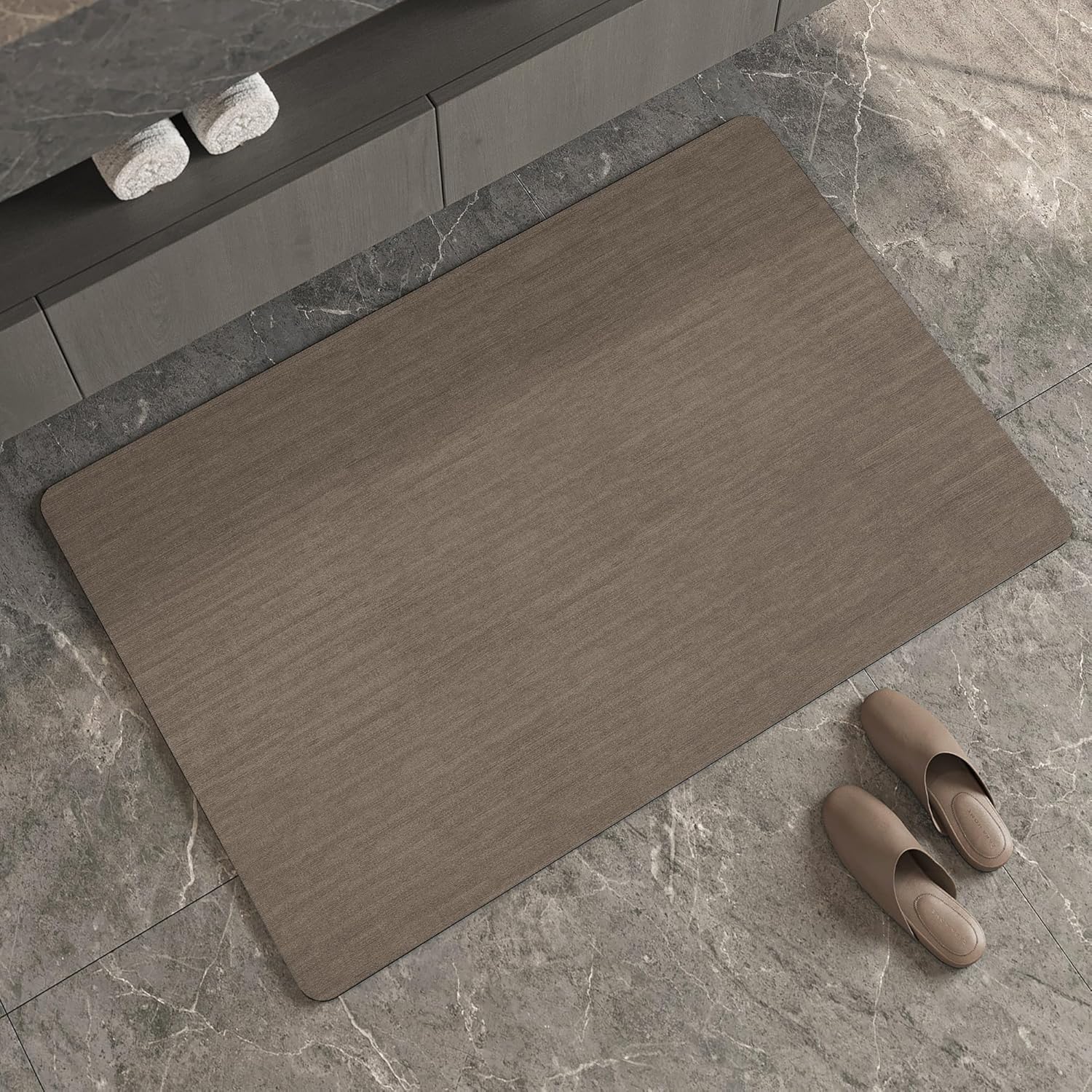 Light Grey Thin Non-Slip Bath Mat