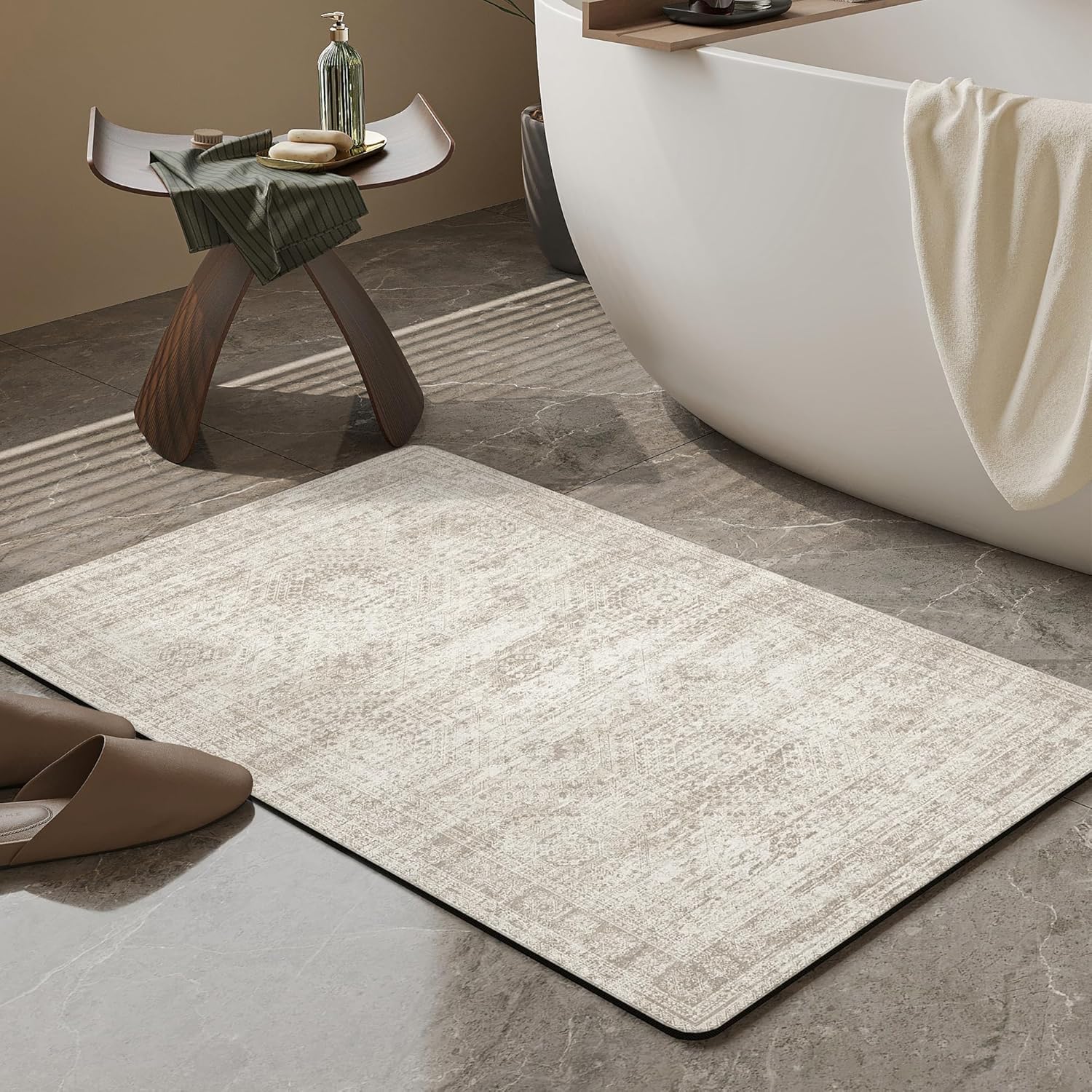 Light Grey Thin Non-Slip Bath Mat