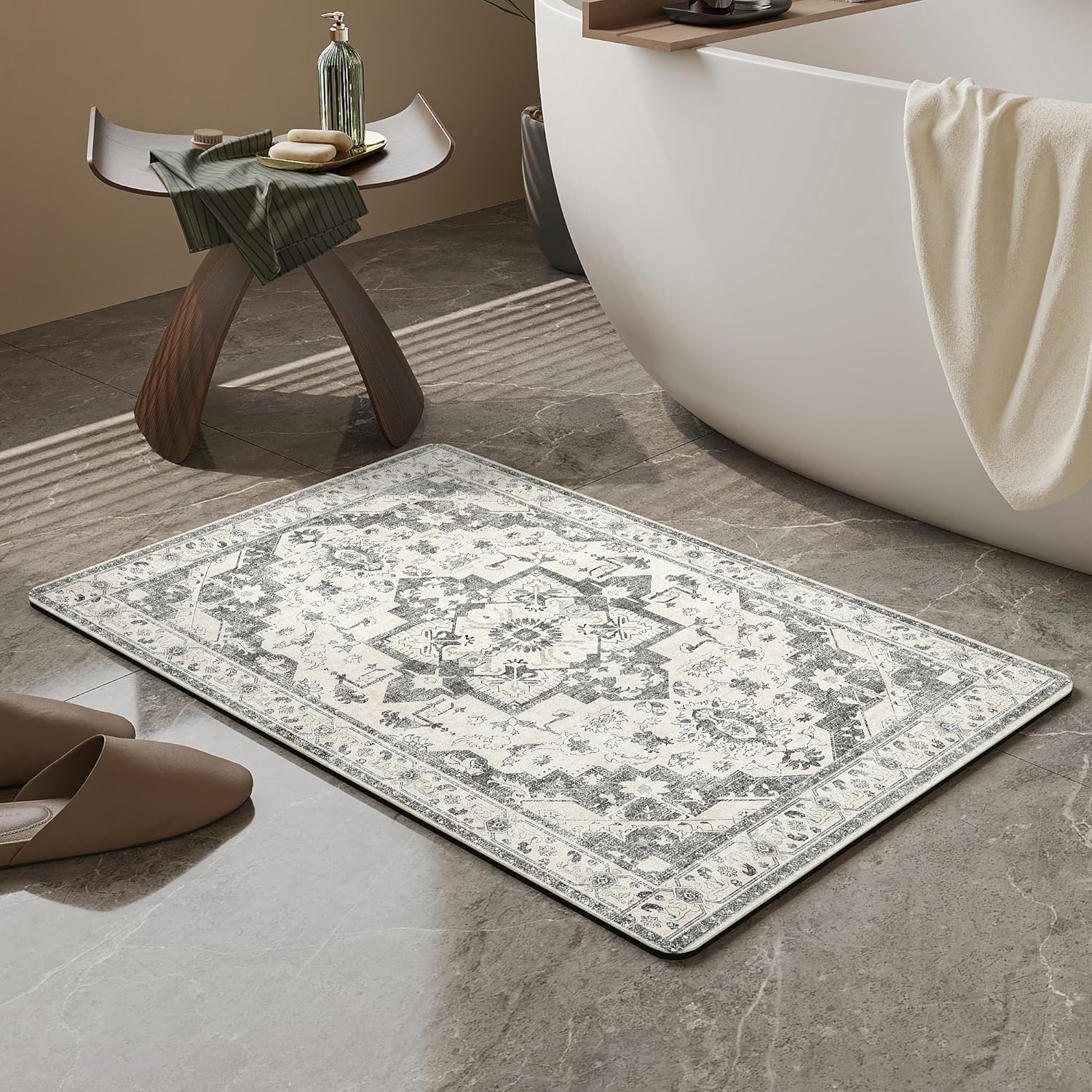 Light Grey Thin Non-Slip Bath Mat