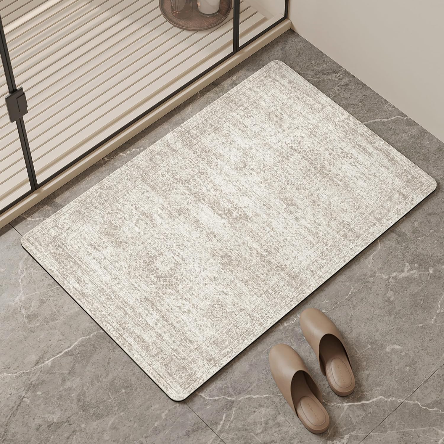 Light Grey Thin Non-Slip Bath Mat
