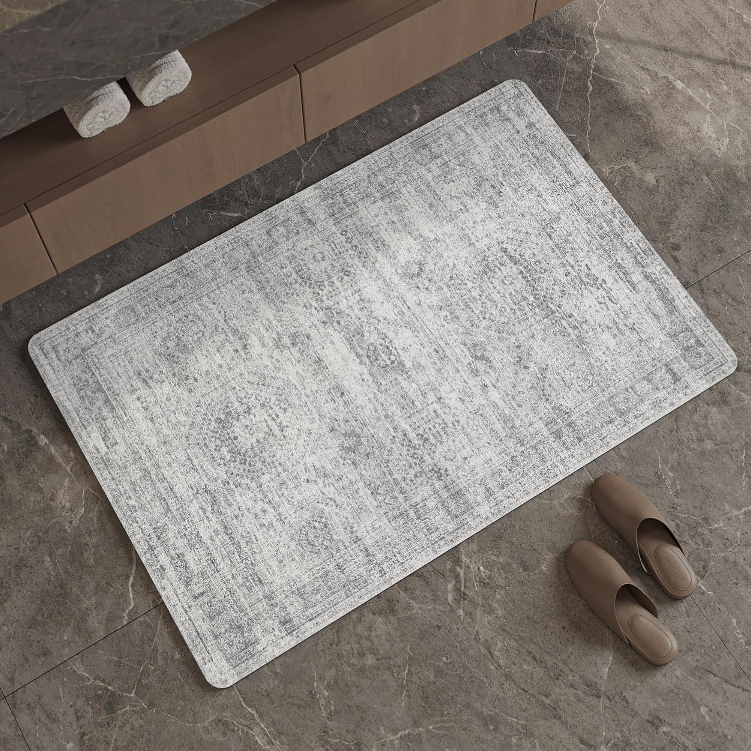 Light Grey Thin Non-Slip Bath Mat