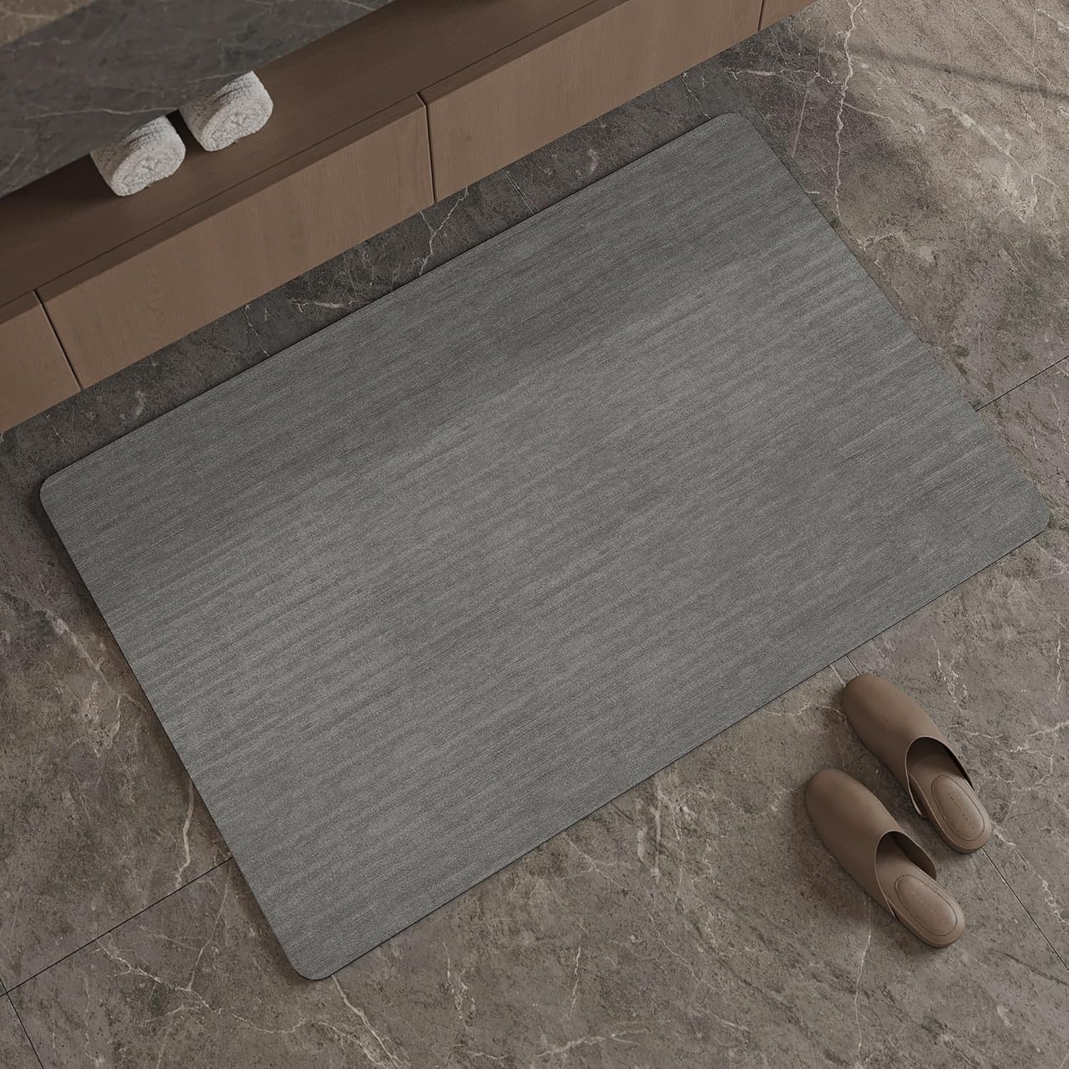 Light Grey Thin Non-Slip Bath Mat